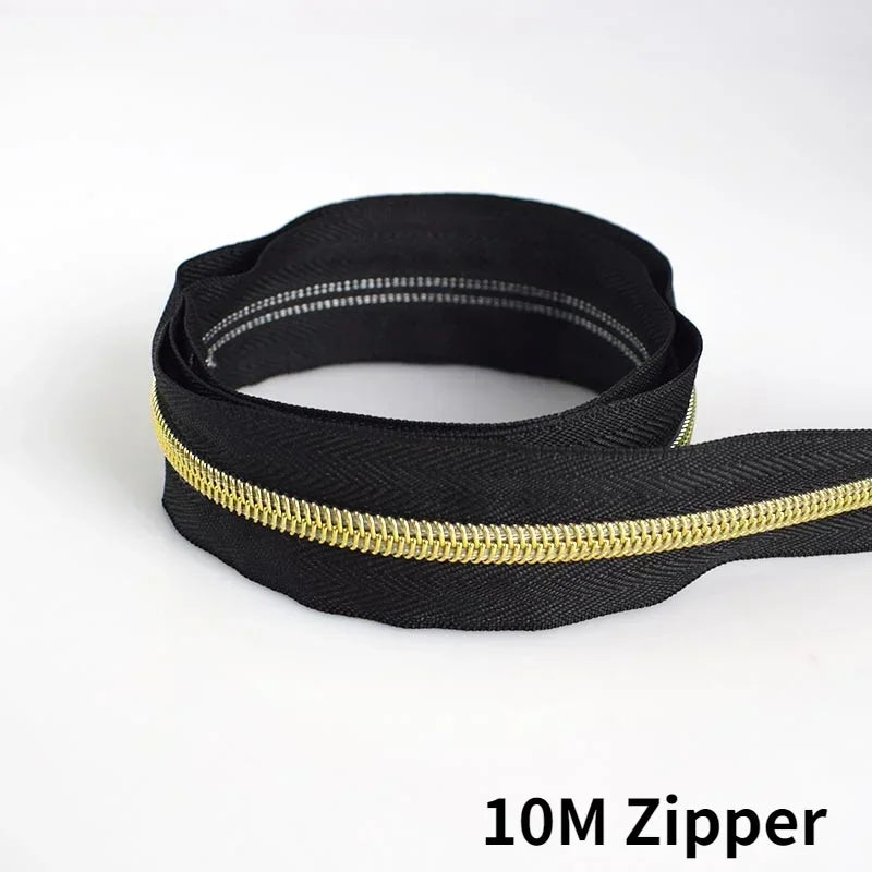 10Meter 3# 5# Brass Nylon Zipper Tape with Zip Puller Slider Bag Clothes  Jacket Decorative Zippers Repair Kit Sewing Accessories
